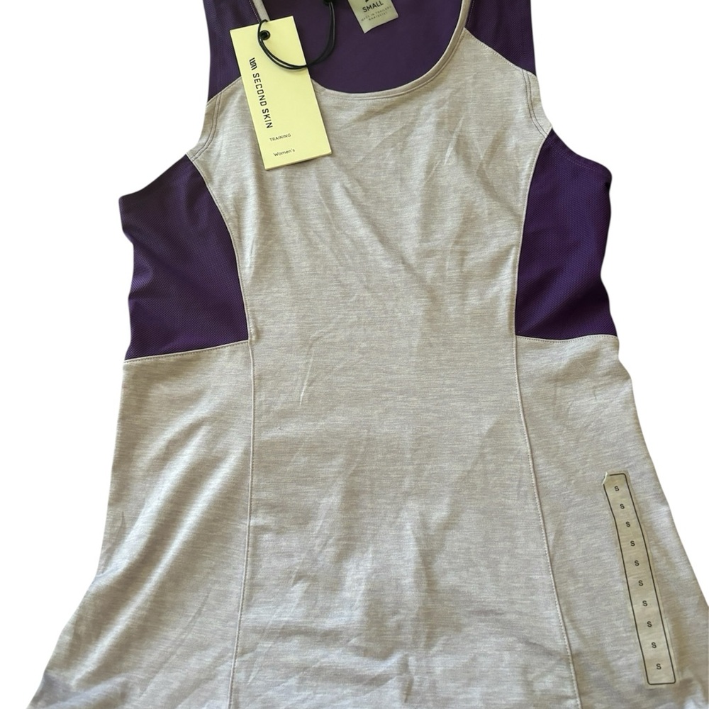 Second Skin Overalls Purple and Gray Tank Top
